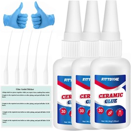 FITTDYHE 3 Pack Ceramic Glue for Pottery 30g, Fast Drying Super Glue for Ceramic Repair Glue for Pottery Repair, Waterproof Clear Glue Porcelain Glue Pottery Glue for Bonding Ceramic, Dishes, Tiles