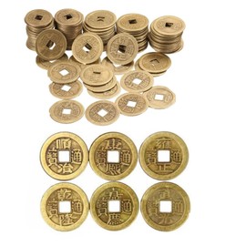 BOBOZHONG Chinese Lucky Coins, Pack of 50 Feng Shui I-Ching Coins, Lucky Coins, Chinese Feng Shui Coins, Lucky Buddha Lucky Coin, for Happiness, Health and Wealth