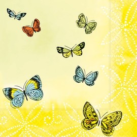 20 Napkins Butterflies on Yellow Animals Spring Summer 33 x 33 cm