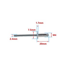 100Pcs Blinds Rivets for M4,Aluminum Blinds Rivets,Pulling Aluminum Rivets,Round Pop Rivets.Open End Rivet,Flange Rivets 20mm