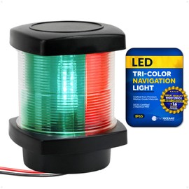 Five Oceans LED Tri-Color Navigation Light, High Performance Polycarbonate Housing, 12V DC, Meets USCG 2 NM Rules, Mast Mount for Sailboat - FO4684