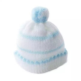 Tallina's Bulk lot of 12 Tallina's Blue Stripe 3" Knit Baby Doll Beanie Hats
