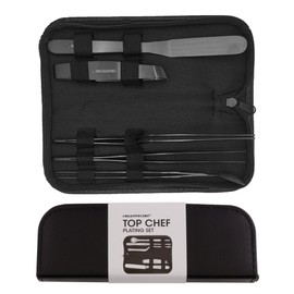 CREATIVECHEF Professional Chef Plating Kit, 5 Piece Culinary Plating Set, Silver, Stainless Steel (5 Piece, Silver) (Black)