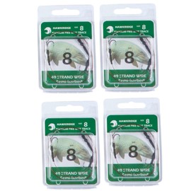 HAWKRIDGE - 4 x Predator SEMI BARBED Pike Snap Tackle Double Hook Bait Rig 30cm Trace Using American 7x7 Wire Strands - Available in Size 4, 6 or 8 (4 x size 8 hook)