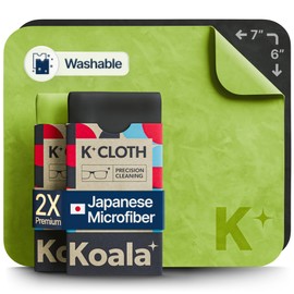 Koala Lifestyle Koala Lens Cleaning Cloth | Japanese Microfiber | Glasses Cleaning Cloths | Eyeglass Lens Cleaner | Eyeglasses, Camera, VR/AR Headset, and Screen Cleaner | Black & Green (Pack of 2)