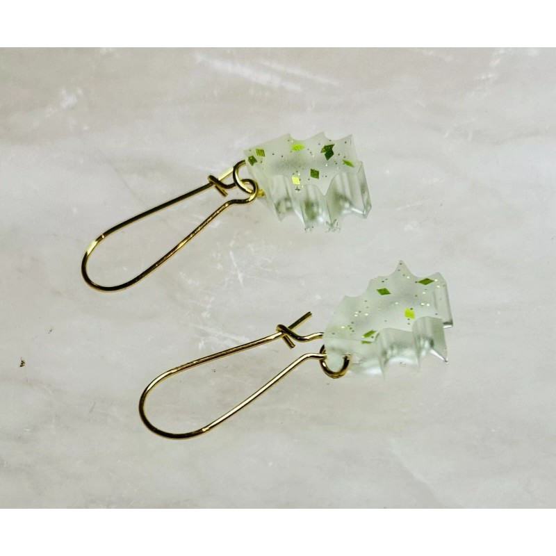 Unbranded Christmas Tree Epoxy Earrings .