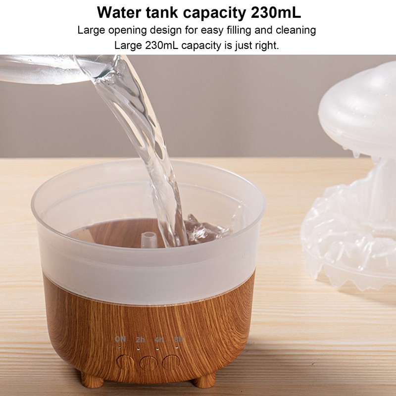 Rain Cloud Humidifier 7 Colors Light Remote Control Wood Grain