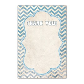 30 Vintage Chevron Nautical Blank Thank You Cards Boy Birthday Party Baby Shower Bridal Wedding Navy Blue + 30 White Envelopes