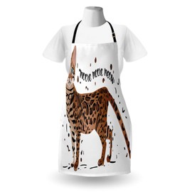 Ambesonne Cat Lover Apron, Kitty Looks Like a Tiger with Spotted Fur and Meow Typography Pets Theme, Unisex Kitchen Bib with Adjustable Neck for Cooking Gardening, Adult Size, Cinnamon and Brown