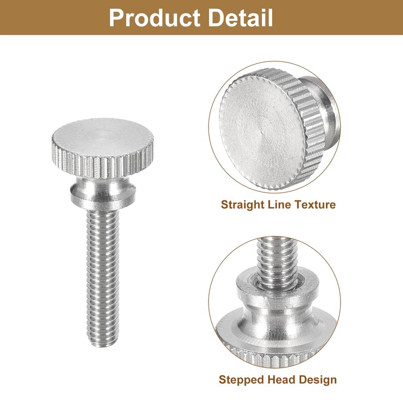sourcing map M4x20mm Knurled Thumb Screws, 5pcs 304 Stainless Steel