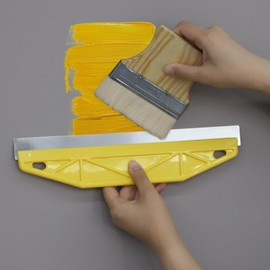 Edge Painting Tool, Paint Edger Tool 12 Inch Painter's Trim Guard Professional Paint Shield Stainless Steel Straight Edge Tools for Precision Painting Trimming (Yellow)