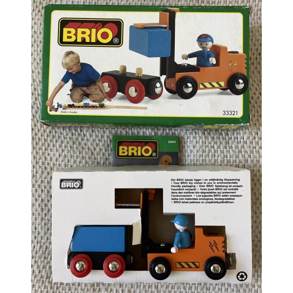 BRIO NEW BRIO Fork Lift & Wagon Set Wooden Railway