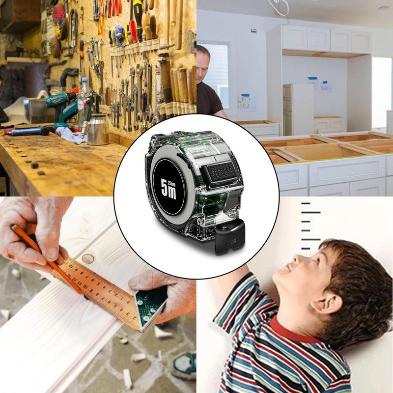 Fluorescent Tape Measure 5M/16ft Stainless Steel Self Lock Measuring Reel