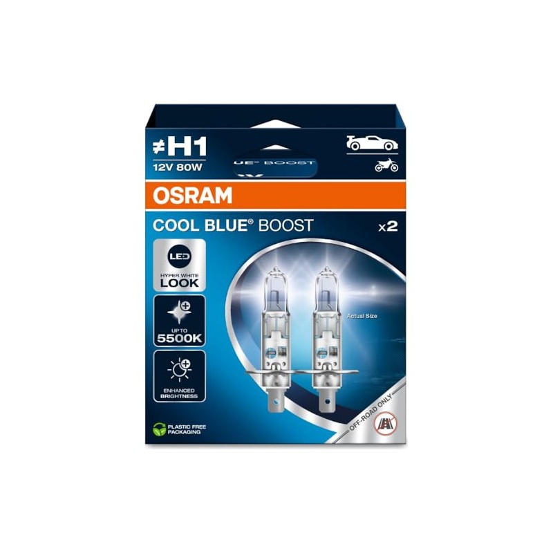 OSRAM COOL BLUE® BOOST, H1, halogen headlight lamps, up to