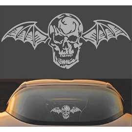 Avenged Sevenfold A7X Death Bat Metal Band Vinyl Decal Sticker (8" x 3.5", Metallic Silver)