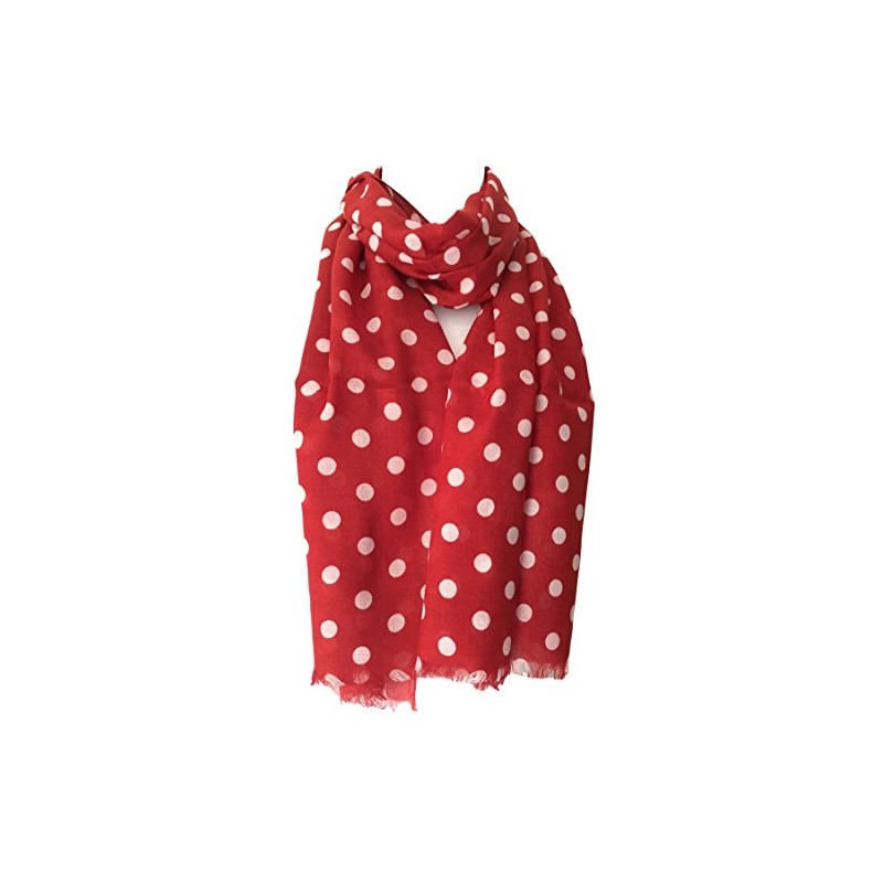 Purple Possum® Red Polka Dot Scarf, White Spotted Wrap, Ladies