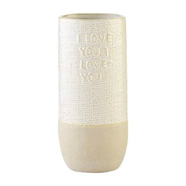 Mud Pie Textured Mom Vase, Love, White