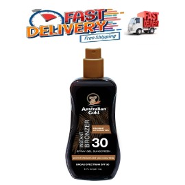 Australian Gold Spray Gel Sunscreen with Instant Bronzer SPF 30, 8 Ounce | Moist
