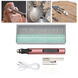 Cordless Electric Engraving Pen Kit, 3 Speed Adjustable Rechargable Engraving Machines with Replaceable Tip Bit, Micro Engraver Etching Pen DIY Tool for Jewelry Glass Wood Stone (Rose Gold)