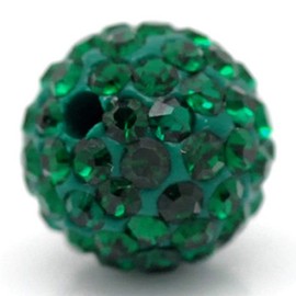 RUBYCA Pave Czech Crystal Disco Ball Clay Beads fit Shamballa Jewelry (20pcs, 12mm, Emerald Green)