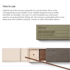 Aesop Kagerou Aromatique Incense | Earthy & Smoky Vetiver Scent | Includes Kanuma Pumice Holder | 30-Minute Burn Time | Green, Herbaceous, Woody Aroma | 33 Sticks