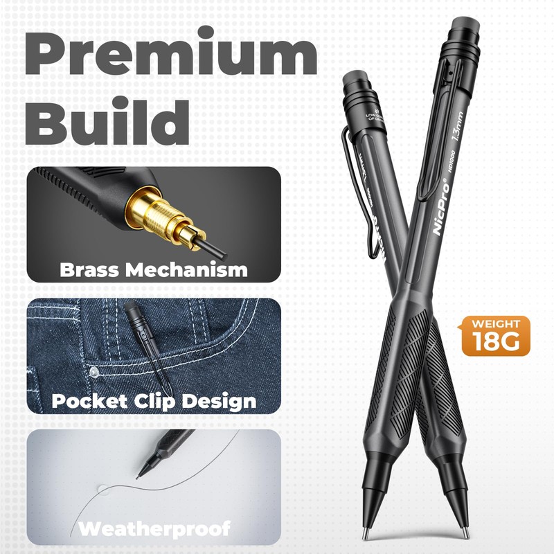 Nicpro 3 Pack Weatherproof Mechanical Pencil Set, 1.3mm Mechanical Pencils,