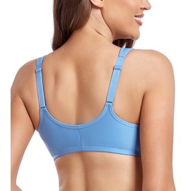 Exclare Women's Full Figure Plus Size Front Closure Lace Racerback Underwire Wide Shoulder Straps Everyday Bra（Blue,36DD