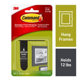 Command Medium Picture Hanging Strips-Black 6 Sets kg, 6 Pairs