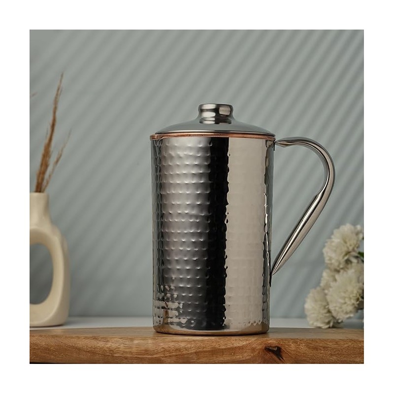 Hammered Copper and Stainless Steel Jug | Outer Stainless Steel