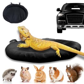 Washable Bearded Dragon Bed with Suction Cup,Soft Sleep Cushion Mat for Travel and Reptile Tanks, Car Animal Bed，Bearded Dragon BedIdeal for Lizards, Leopard Geckos,Hamsters (Black)