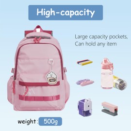 Geerlaqaly backpack set, casual backpack with lunch box and coin purse, unisex, 15.6-inch laptop, large capacity backpack, lightweight, anti-theft and waterproof, suitable for daily travel,pink