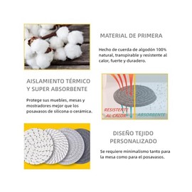 Summala Portavasos para Mesa 8 PCS, Posavasos de Bebida de Cuerda de Algodn Trenzada Redonda Hecha a Mano, Coasters Resistentes Al Calor, Gran Regalo 