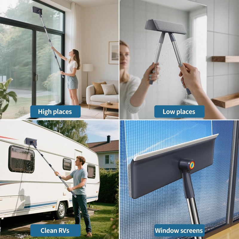 3 in 1 Window Squeegee for Home, Window Cleaning Kit