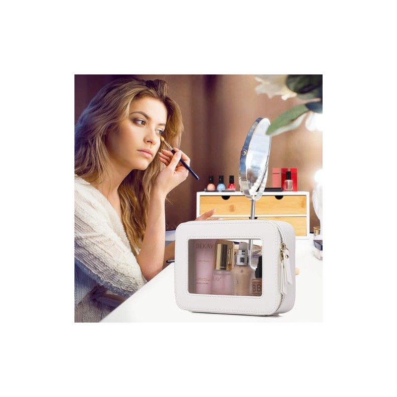 Pinkmik - Bolsa de maquillaje transparente para maquillaje portátil, bolsa