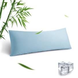Body Pillowcase, Cooling Viscose from Bamboo Pillow Cover with Zipper Closure, Soft Moisture-Wicking for Hot Sleepers, Hair and Skin-Friendly, Blue, 1 Pack