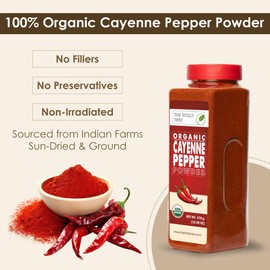 Organic Cayenne Pepper Powder 16.60 oz - Ground Red Chili for Cooking, Spices & Seasoning - Cayenne Pepper Organic, Gluten Free, USDA Ceritified, Kosher - The Holly Tree