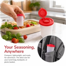 2Pcs Plastic Salt and Pepper Shakers Moisture Proof Spice Dispenser with Airtight Lid for Camping Picnic Travel Kitchen Lunch Boxes and Outdoor Seasoning Container