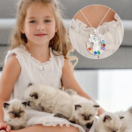 Birthday Gifts for Girls Cat Necklaces for Girls Cute Adjustable Birthday Gifts for Women Daughter Granddaughter Niece 16+2 Inches