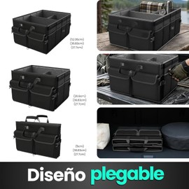 Timotech Organizador de Maletero Plegable con Tapa Extraíble, Organizador para Coche de Alta Resistencia con Base Rígida, Correas de Seguridad y Fondo Antideslizante para SUV y Sedán, Negro