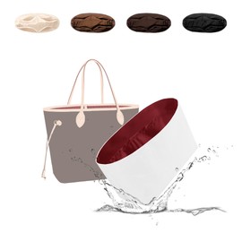 19Neat Thin Tote Bag Organiser Insert, Lightweight Insert Compatible with LV Neverfull MM, Waterproof Dupontpaper Surface and Silky Satin Lining(Ruby, MM)