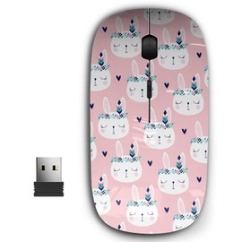 2.4G Ergonomic Portable USB Wireless Mouse for PC, Laptop, Computer, Notebook with Nano Receiver ( Cute White Bunny Rabbit )