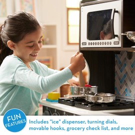 Melissa & Doug Wooden Chef’s Pretend Play Toy Kitchen With “Ice” Cube Dispenser – Charcoal Gray - Kids Kitchen Play Set, Play Kitchen For Toddlers And Kids Ages 3+