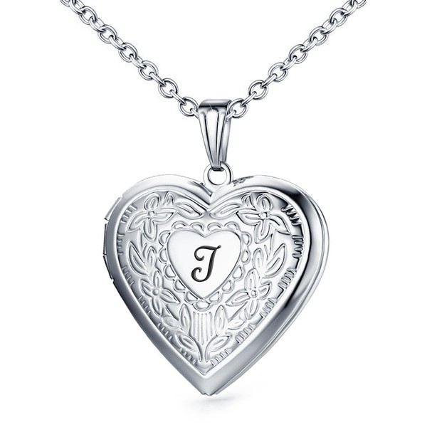 MUERDOU Locket Necklace That Holds Pictures Initial Alphabet Letter Heart