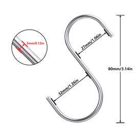 Naler 12Pcs S Shaped Hanging Hooks S Hooks for Hanging Stainless Steel S Hook Multi Purpose Hook Small 12PCS