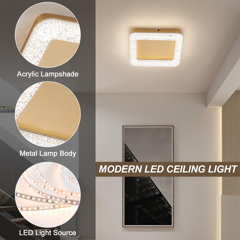 Vloitgol 10 Inch 4500K Square Modern Flush Mount Ceiling Light