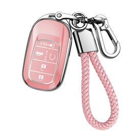 JOYEAR for Honda Key Fob Cover with Key Chain Compatible with 2022-2025 Accord Civic HR-V CR-V Pilot Sport SI EX EX-L Touring Car Accessories (Silver-Pink)