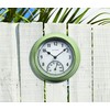 AcuRite 02470 Rustic Green Outdoor Clock with Thermometer, 8.5"
