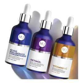 Mist Jewel Kit Sueros Faciales Complete cido Hialurnico, Retinol Y Vitamina C  E  Paquete De 3 Serums Completo Da y noche Skincare Para Rejuvenecer,  