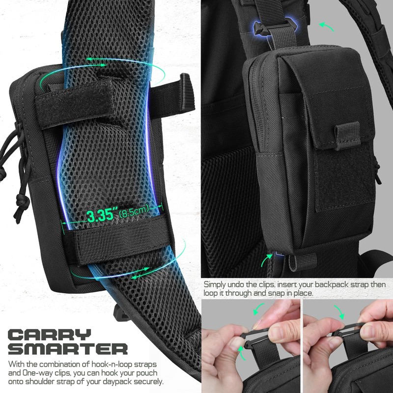 LIVANS Tactical Backpack Accessories Pouch, Molle Accessories Shoulder Strap Attachment