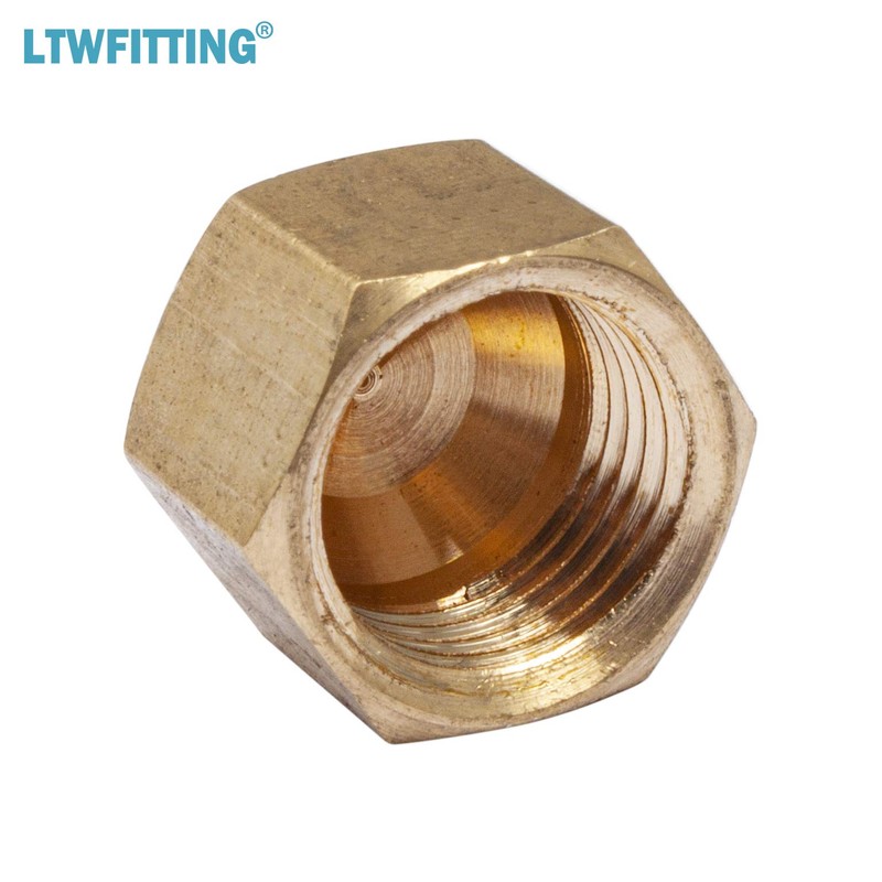LTWFITTING 1/4-Inch Brass Compression Cap Stop Valve Cap,Brass Compression Fitting(Pack